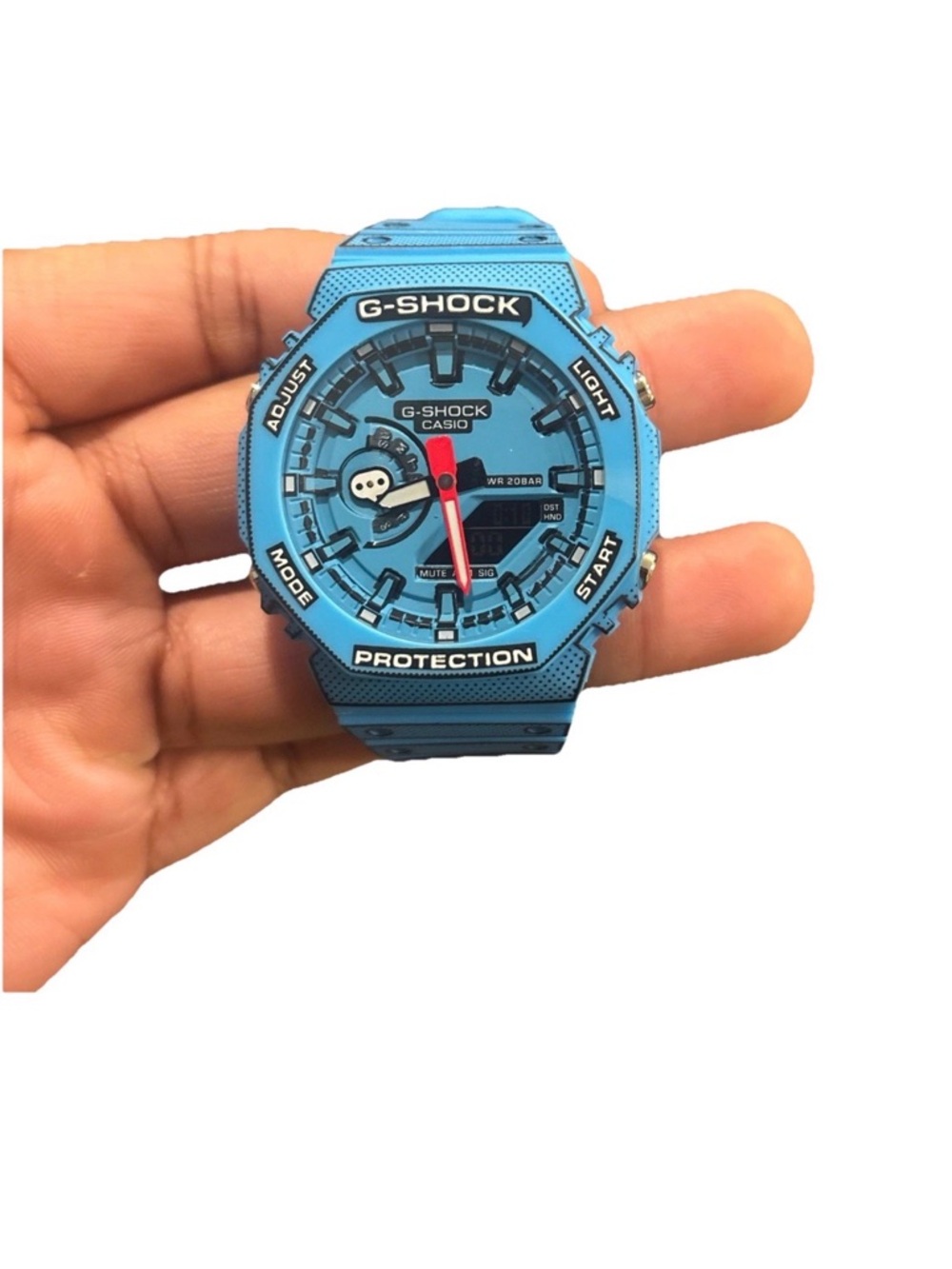 Casio G-Shock Blue Resin Watch with Red Second Hand